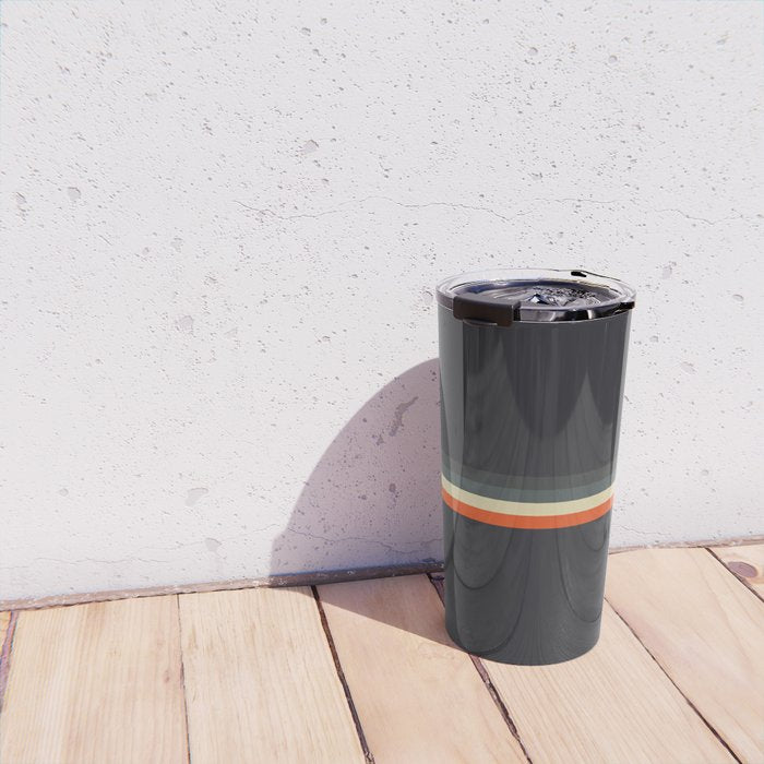 Meness - Classic Minimal Dark Retro Summer Stripes Travel Mug Gallery Image 4