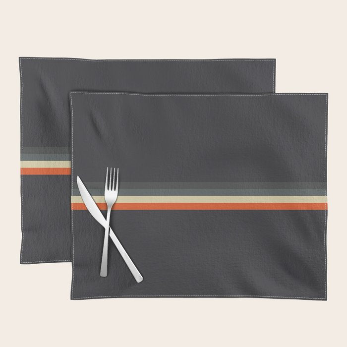 Meness - Classic Minimal Dark Retro Summer Stripes Placemat Gallery Image 1