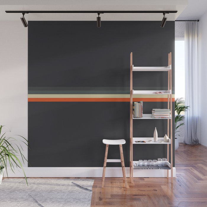 Meness - Classic Minimal Dark Retro Summer Stripes Wall Mural Gallery Image 1