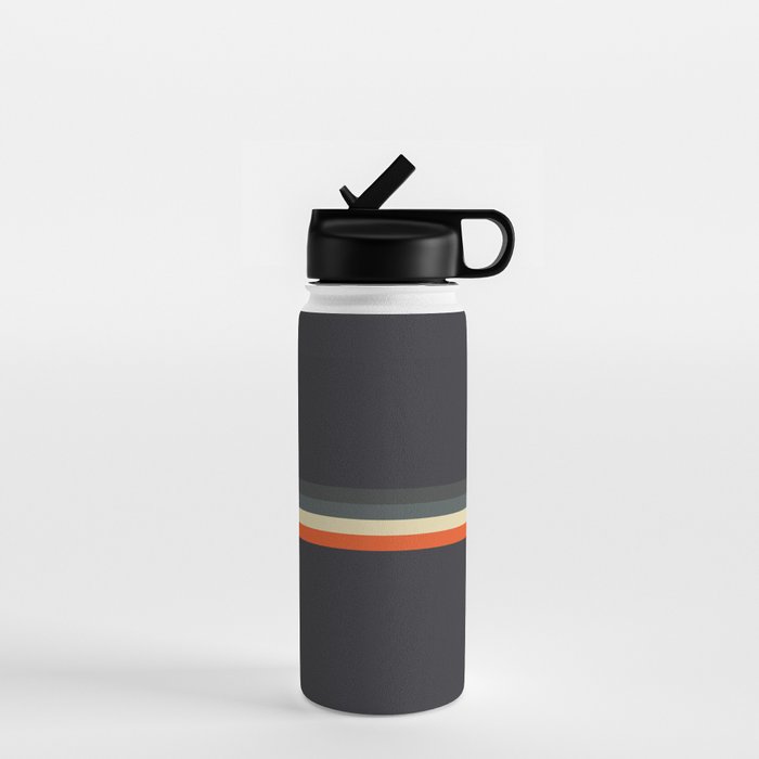 Meness - Classic Minimal Dark Retro Summer Stripes Water Bottle Gallery Image 1