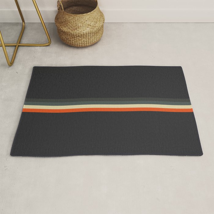 Meness - Classic Minimal Dark Retro Summer Stripes Rug Gallery Image 1
