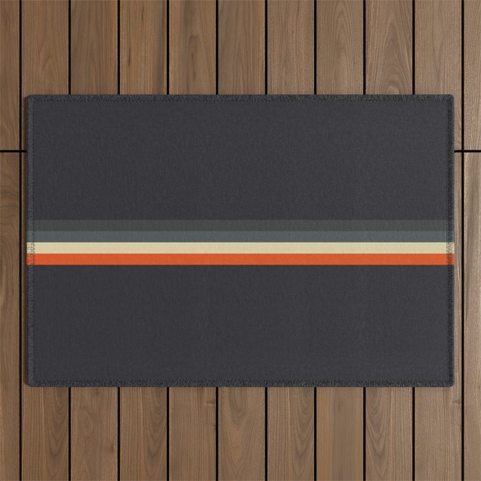 Meness - Classic Minimal Dark Retro Summer Stripes Outdoor Rug Gallery Image 1