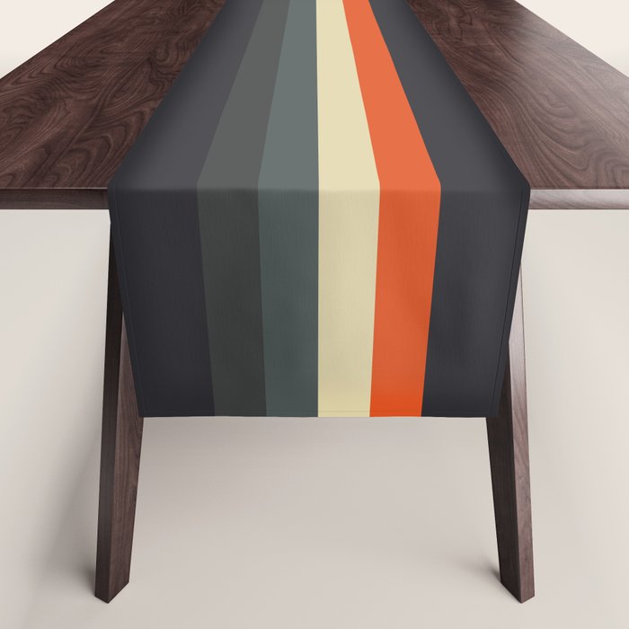 Meness - Classic Minimal Dark Retro Summer Stripes Table Runner Gallery Image 1