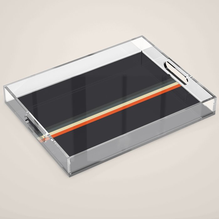 Meness - Classic Minimal Dark Retro Summer Stripes Acrylic Tray Gallery Image 1