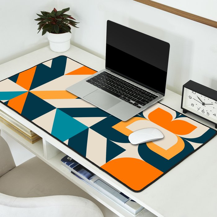 Modern Geometric flowers pattern Desk Mat Gallery Image 2