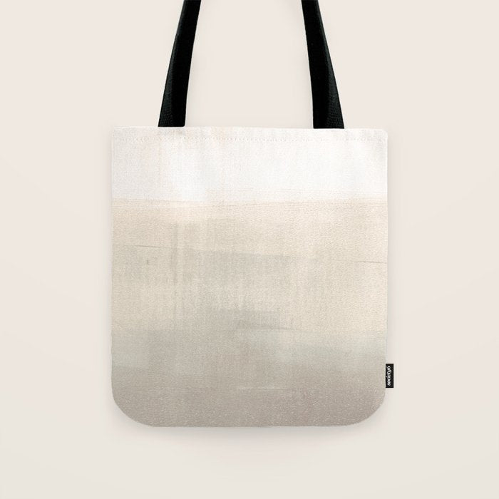 Beige and Taupe Horizon Minimalist Abstract Landscape Tote Bag Gallery Image 1