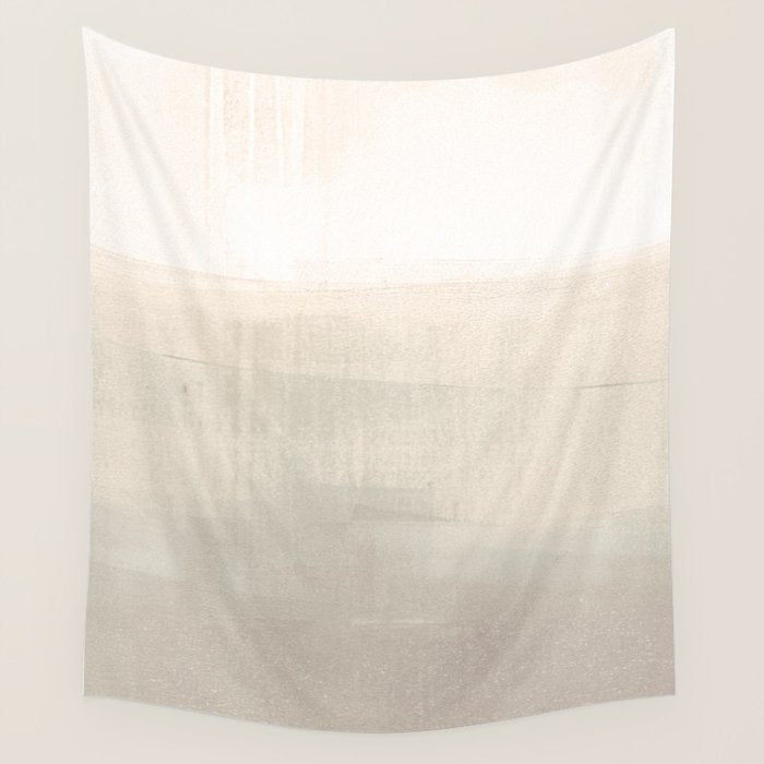 Beige and Taupe Horizon Minimalist Abstract Landscape Wall Tapestry Gallery Image 1