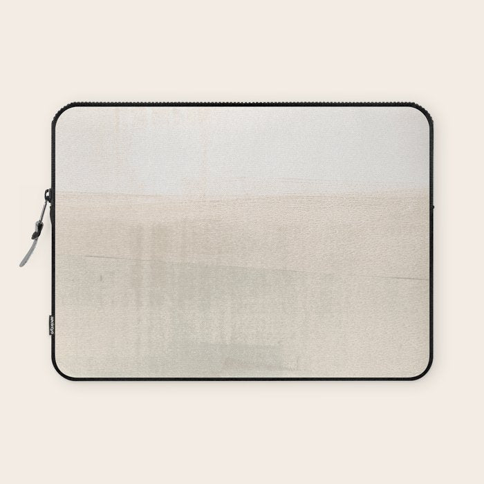 Beige and Taupe Horizon Minimalist Abstract Landscape Laptop Sleeve Gallery Image 1