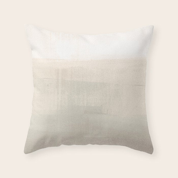 Beige and Taupe Horizon Minimalist Abstract Landscape Throw Pillow Gallery Image 6