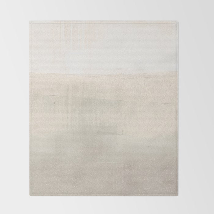 Beige and Taupe Horizon Minimalist Abstract Landscape Throw Blanket Gallery Image 2