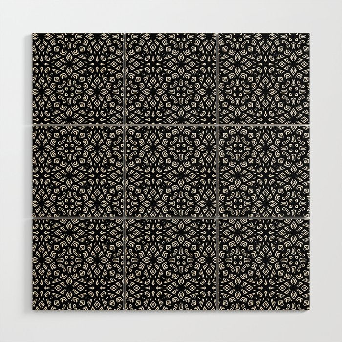 Black and White Mandala Pattern Wood Wall Art Gallery Image 1