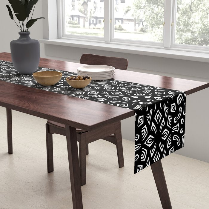 Black and White Mandala Pattern Table Runner Gallery Image 2