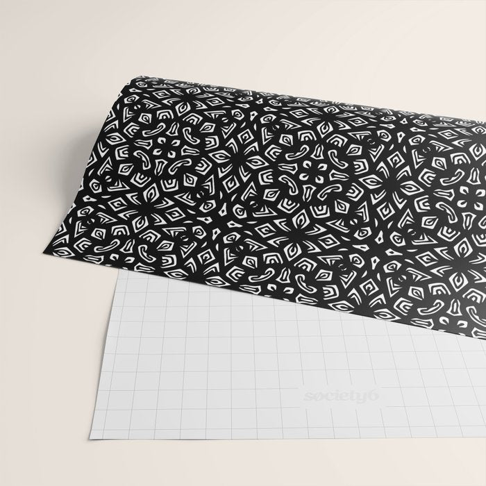Black and White Mandala Pattern Wrapping Paper Gallery Image 2