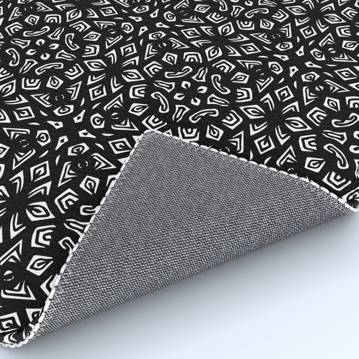 Black and White Mandala Pattern Rug Gallery Image 4