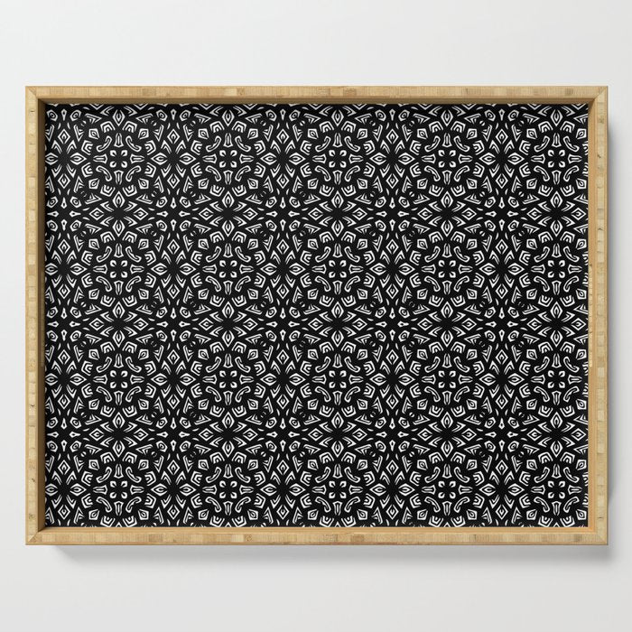 Black and White Mandala Pattern Serving Tray Gallery Image 1