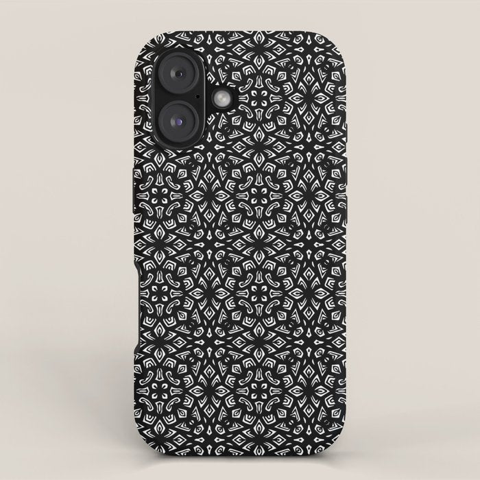 Black and White Mandala Pattern iPhone Case Gallery Image 1