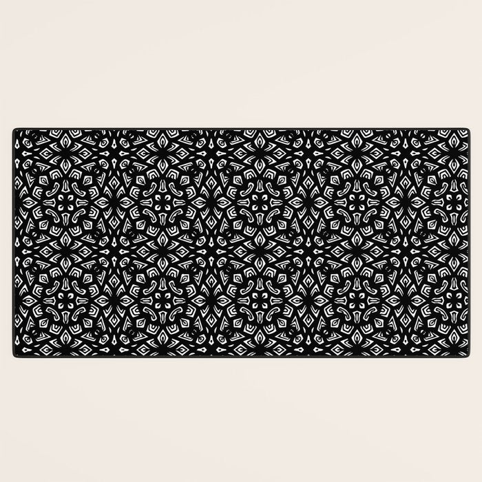 Black and White Mandala Pattern Desk Mat Gallery Image 3