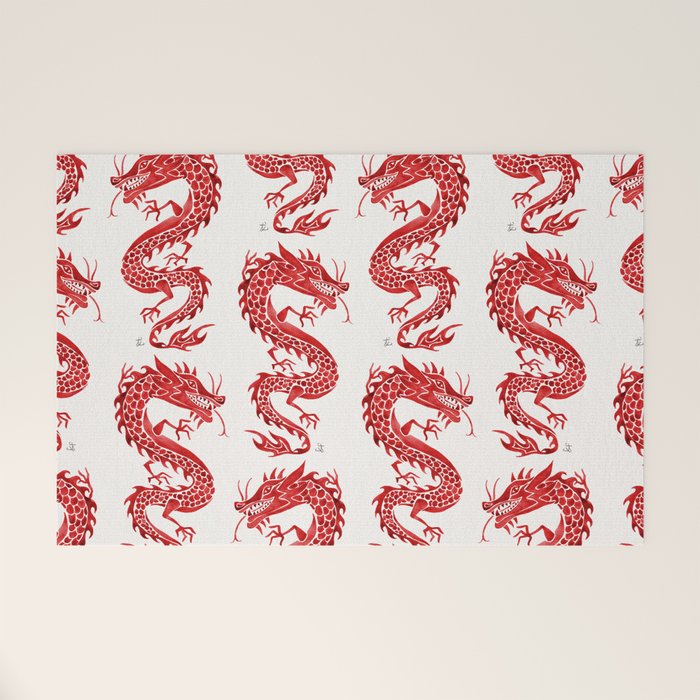 Chinese Dragon - Crimson Palette Welcome Mat Gallery Image 1
