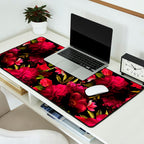 Vintage & Shabby Chic - Dark Red Antique Night Roses Botanical Garden Desk Mat Gallery Image 2