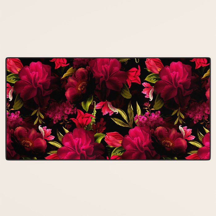 Vintage & Shabby Chic - Dark Red Antique Night Roses Botanical Garden Desk Mat Gallery Image 3