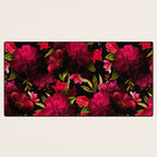 Vintage & Shabby Chic - Dark Red Antique Night Roses Botanical Garden Desk Mat Gallery Image 3
