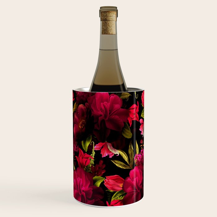 Vintage & Shabby Chic - Dark Red Antique Night Roses Botanical Garden Wine Chiller Gallery Image 1