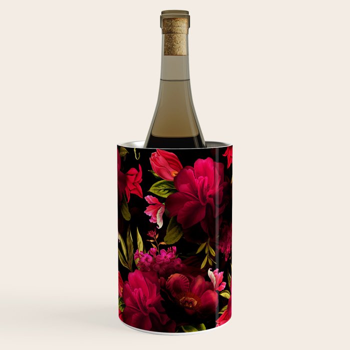 Vintage & Shabby Chic - Dark Red Antique Night Roses Botanical Garden Wine Chiller Gallery Image 3