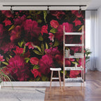 Vintage & Shabby Chic - Dark Red Antique Night Roses Botanical Garden Wall Mural Gallery Image 1