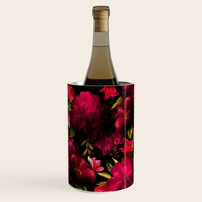 Vintage & Shabby Chic - Dark Red Antique Night Roses Botanical Garden Wine Chiller Gallery Image 2