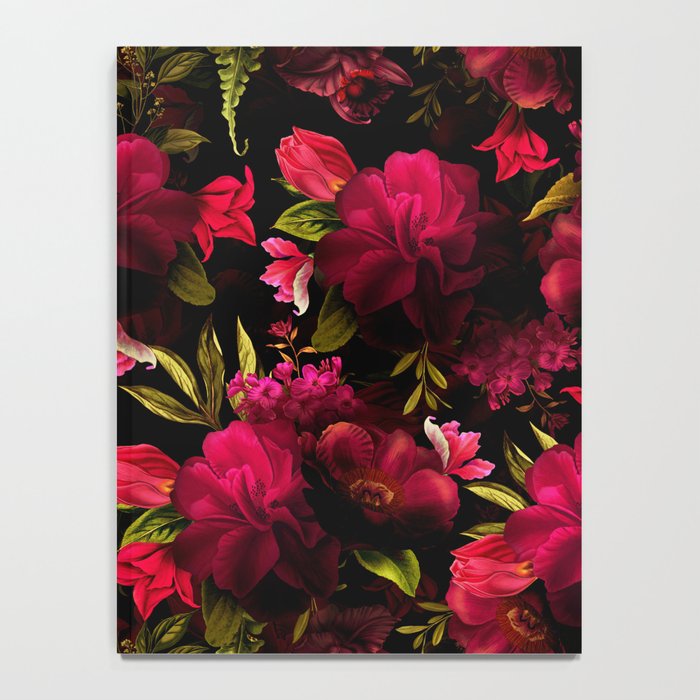 Vintage & Shabby Chic - Dark Red Antique Night Roses Botanical Garden Notebook Gallery Image 4