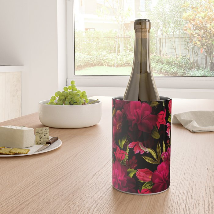 Vintage & Shabby Chic - Dark Red Antique Night Roses Botanical Garden Wine Chiller Gallery Image 4