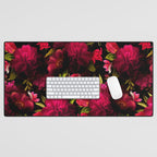 Vintage & Shabby Chic - Dark Red Antique Night Roses Botanical Garden Desk Mat Gallery Image 1