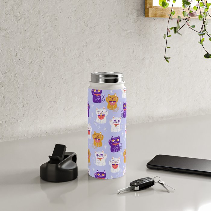 Lucky Waving Kitty Cat Maneki Neko Water Bottle Gallery Image 4
