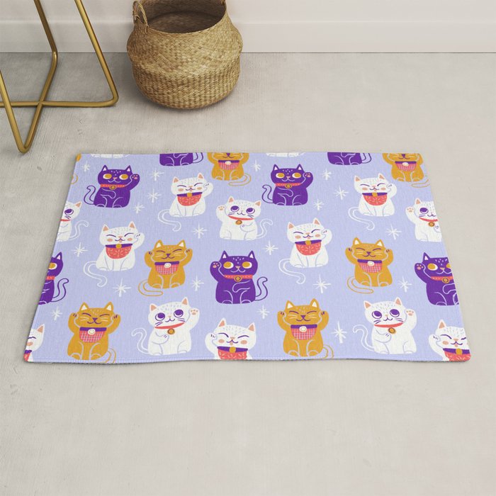 Lucky Waving Kitty Cat Maneki Neko Rug Gallery Image 1
