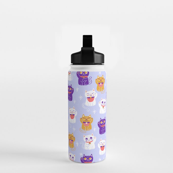 Lucky Waving Kitty Cat Maneki Neko Water Bottle Gallery Image 2