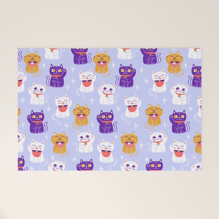 Lucky Waving Kitty Cat Maneki Neko Welcome Mat Gallery Image 1