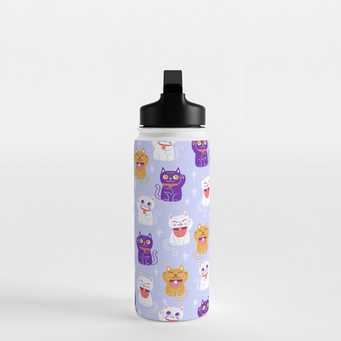 Lucky Waving Kitty Cat Maneki Neko Water Bottle Gallery Image 3