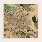 San Jose City Map of California, USA - Vintage Wood Wall Art Gallery Image 1