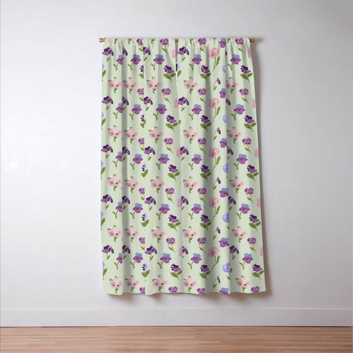 Pansy Flower Pattern Window Curtain Gallery Image 3