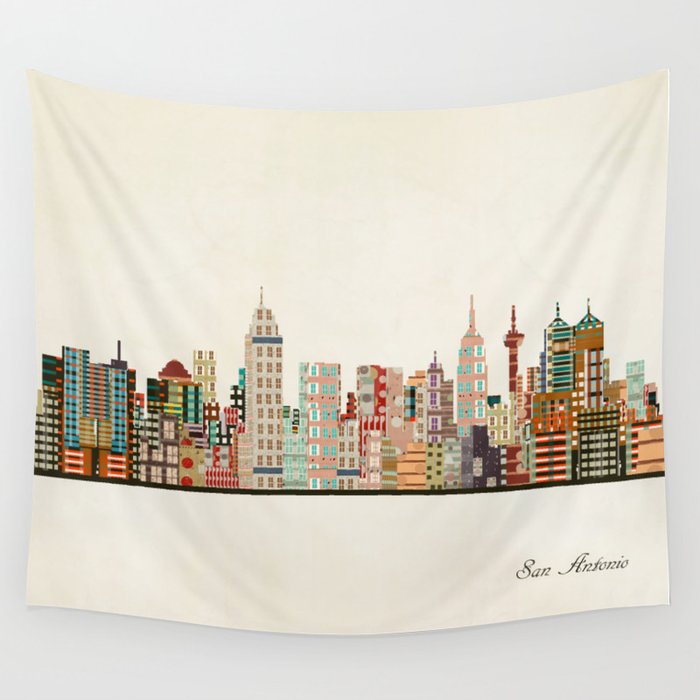 san antonio skyline Wall Tapestry Gallery Image 4