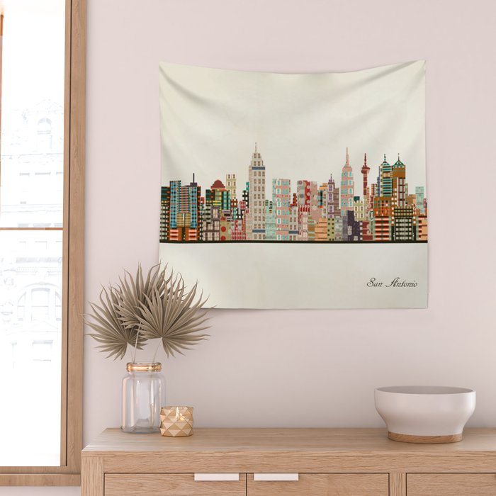 san antonio skyline Wall Tapestry Gallery Image 2