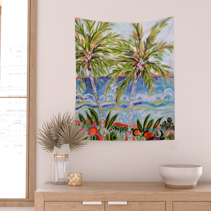 Palm Trees by Karen Fields Wall Tapestry Gallery Image 2
