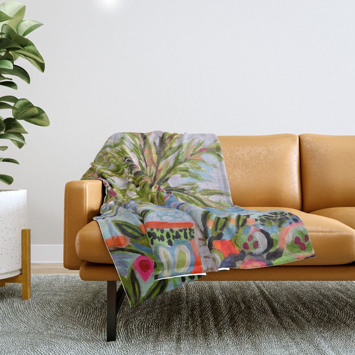 Palm Trees by Karen Fields Throw Blanket Gallery Image 1