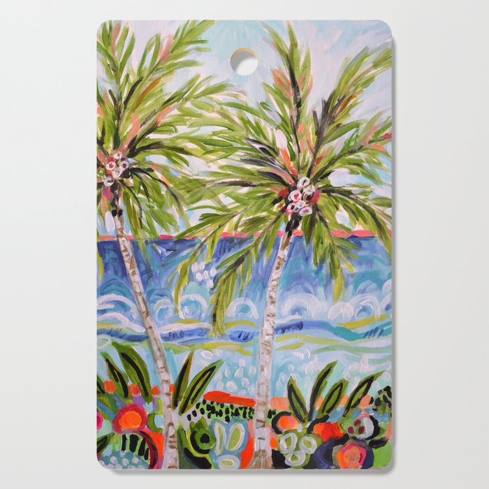 Palm Trees by Karen Fields Cutting Board Gallery Image 1