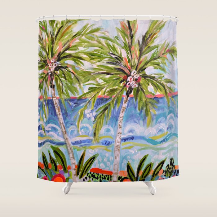 Palm Trees by Karen Fields Shower Curtain Gallery Image 1
