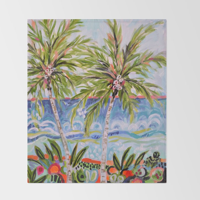 Palm Trees by Karen Fields Throw Blanket Gallery Image 2