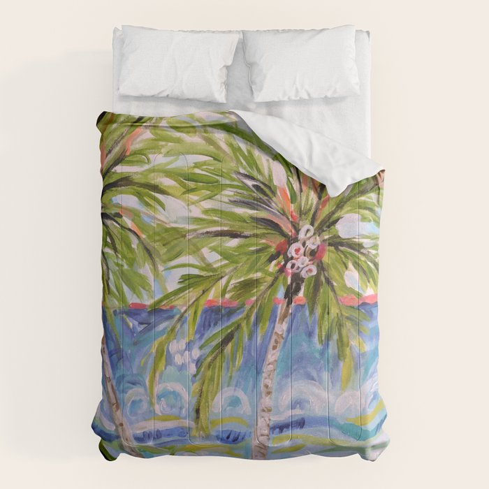Palm Trees by Karen Fields Comforter Gallery Image 1