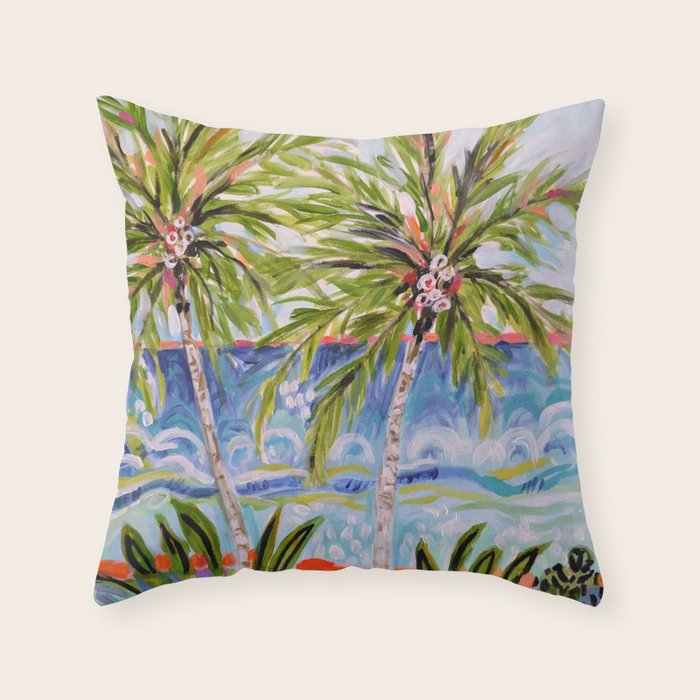Palm Trees by Karen Fields Throw Pillow Gallery Image 1