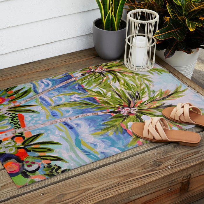 Palm Trees by Karen Fields Outdoor Rug Gallery Image 2