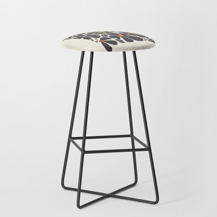 Abstract Black Florals Stool Gallery Image 1